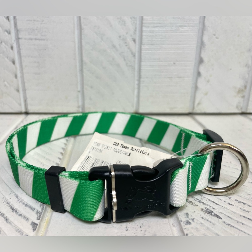 Yellow Dog Design Team Spirit Green And White Stripe Dog Collar Size Medium NWT